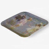 Kinderen Waden op het strand (door E.H. Potthast) Papieren Bordje (Gebogen)