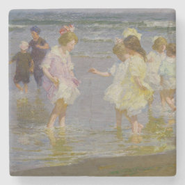 Kinderen Waden op het strand (door E.H. Potthast) Stenen Onderzetter