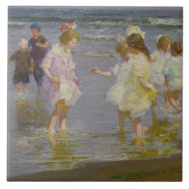 Kinderen Waden op het strand (door E.H. Potthast) Tegeltje