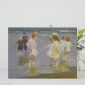 Kinderen wadend op het strand (van E.H. Potthast) Kaart (Staand voorkant)