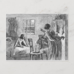 Kinderen wakker worden op kerstavond feestdagenkaart