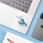 Kinderen Walvis Sticker (Laptop met iPhone)
