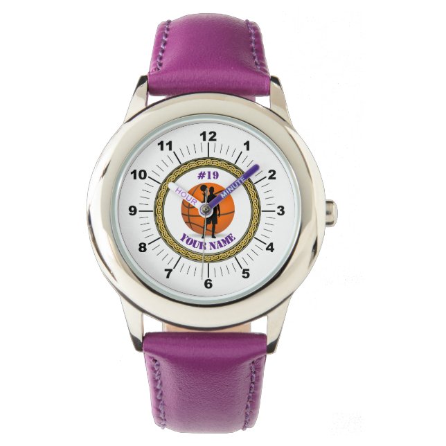 Kinderen Watch Custom Basketball - Voeg naam/numme Horloge (Voorkant)