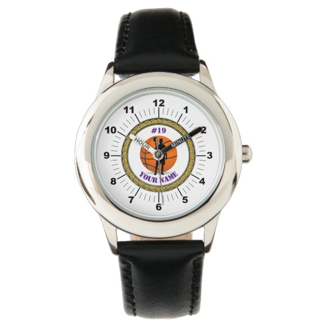 Kinderen Watch Custom Basketball - Voeg naam/numme Horloge (Voorkant)