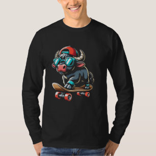 Kinderen Waterbuffel Op Een Skateboard Skateboarde T-shirt