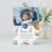 Kinderen Watercolor Ruimte Thema Verjaardagsfeestj Bedankkaart (Staand voorkant)