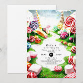 Kinderen Waterverf Candyland Verjaardag Kaart (Voorkant / Achterkant)