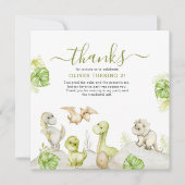 Kinderen Waterverf Dinosaurus Verjaardagsfeestje Bedankkaart (Voorkant)