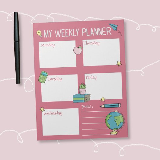 Kinderen Weekplanner Roze Notitieblok