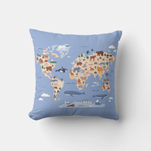 Kinderen Wereldkaart Cute Whimsical Modern Kussen