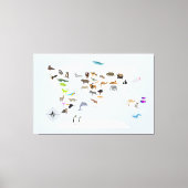 Kinderen Wereldkaart Dieren Canvas Afdruk (Voorkant)