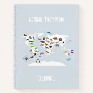 Kinderen Wereldkaart Dieren Dagboek Notitieboek