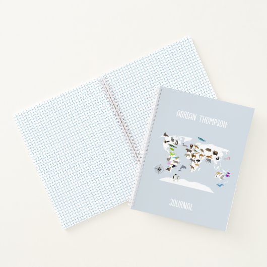 Kinderen Wereldkaart Dieren Dagboek Notitieboek (Binnen)