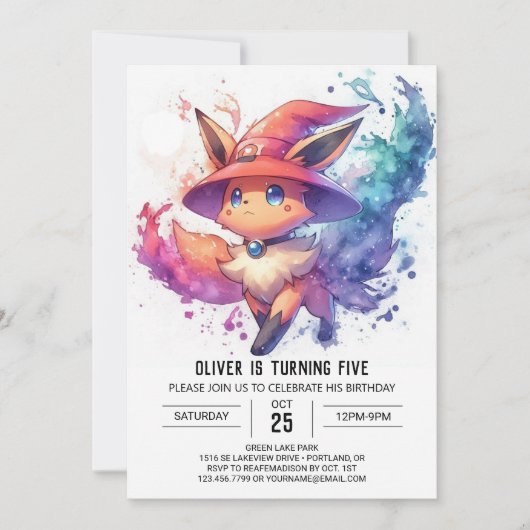 Kinderen Whimsical Fox Verjaardag Kaart (Voorkant)