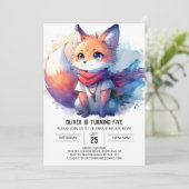 Kinderen Whimsical Fox Verjaardag Kaart (Staand voorkant)