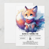 Kinderen Whimsical Fox Verjaardag Kaart (Voorkant / Achterkant)