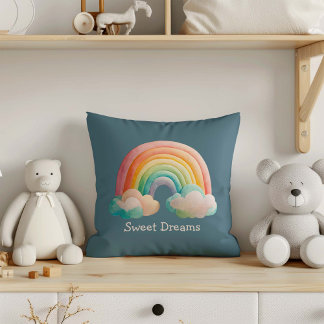 Kinderen Whimsical Pastel Regenboog in Wolken Kussen