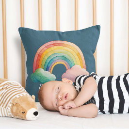 Kinderen Whimsical Pastel Regenboog in Wolken Kussen