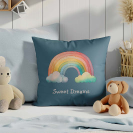 Kinderen Whimsical Pastel Regenboog in Wolken Kussen
