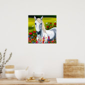 Kinderen White Horse Art Print (Keuken)