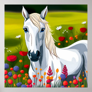 Kinderen White Horse Art Print