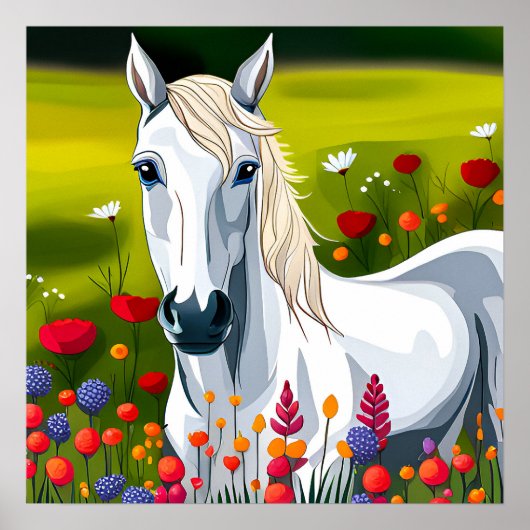 Kinderen White Horse Art Print (Voorkant)