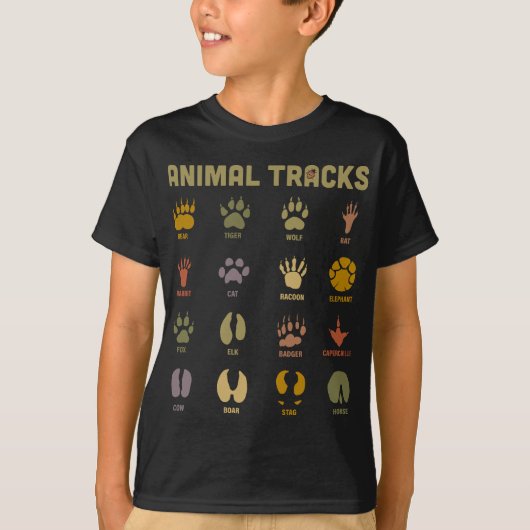 Kinderen Wild Animal Tracks Kinderen Leren T-shirt (Voorkant)