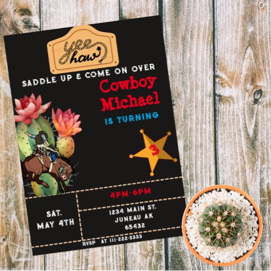 Kinderen Wild West Cactus Verjaardag Jongen Kaart