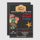 Kinderen Wild West Cactus Verjaardag Jongen Magnetische Uitnodiging (Voorkant / Achterkant)