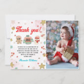 Kinderen Winter Kerst Verjaardagsfeestje Foto Bedankkaart (Voorkant)