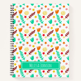 Kinderen Wit & Turquoise Speelse Botanische Patroo Notitieboek