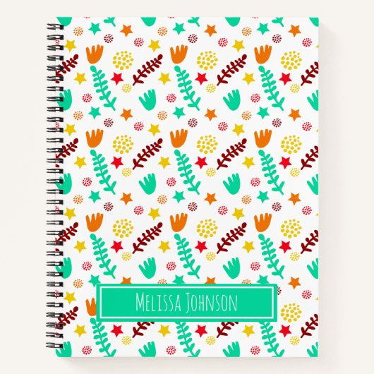 Kinderen Wit & Turquoise Speelse Botanische Patroo Notitieboek (Voorkant)