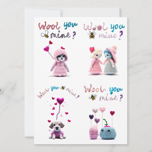 Kinderen Wollen Dieren 4xValentijnskaart Feestdagenkaart (Voorkant)