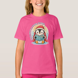 Kinderen Wow Roze Leespinguïn Voorlees Tijd Katoen T-shirt