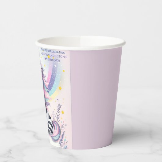 Kinderen Zebra Eenhoorn Regenboog Verjaardagsfeest Papieren Bekers (Links)