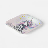 Kinderen Zebra Eenhoorn Regenboog Verjaardagsfeest Papieren Bordje (Gebogen)