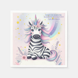 Kinderen Zebra Eenhoorn Regenboog Verjaardagsfeest Servet