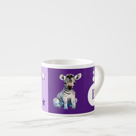 Kinderen zebra mok gepersonaliseerde naam paarse (Voorkant rechts)