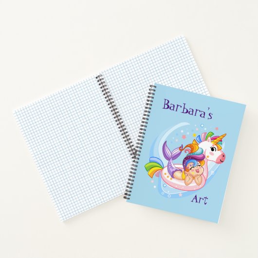 Kinderen Zeemeermin En Eenhoorn Schets Notitieboek (Binnen)