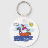 Kinderen Zeilavontuur Doodle Boot Sleutelhanger (Achterkant)