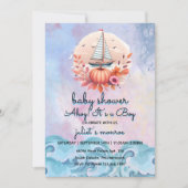 kinderen zeilboot Nautisch Baby shower Kaart (Voorkant)