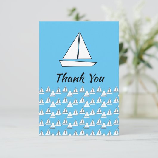 Kinderen Zeilboot Verjaardagsfeestje  Bedankkaart (Staand voorkant)