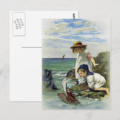  kinderen zetten Doll in Zee Briefkaart (Voorkant / Achterkant)