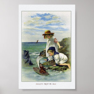 kinderen zetten Doll in Zee Poster