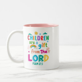 "Kinderen zijn een geschenk" - Made-to-Order Pink Tweekleurige Koffiemok