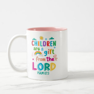 "Kinderen zijn een geschenk" - Made-to-Order Pink Tweekleurige Koffiemok