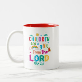 "Kinderen zijn een geschenk" - Made-to-Order Red Tweekleurige Koffiemok