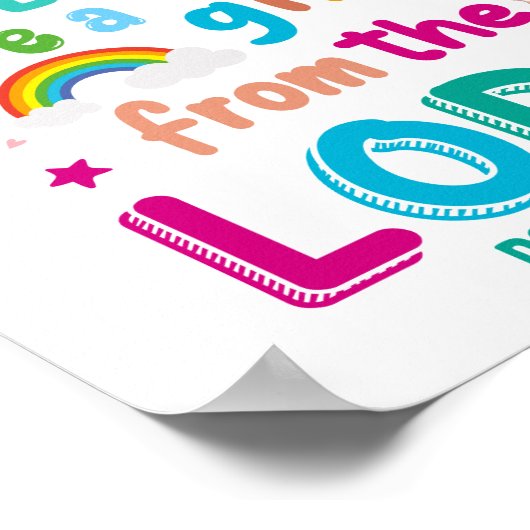 "Kinderen zijn een geschenk van de Heer" (blauw) Poster (Hoek)