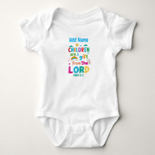 "Kinderen zijn een geschenk van de Heer" (blauw) Romper