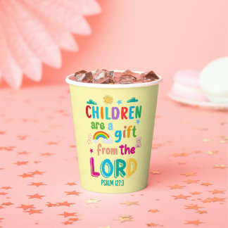 “Kinderen zijn een geschenk van de Heer” (Cream) F Papieren Bekers